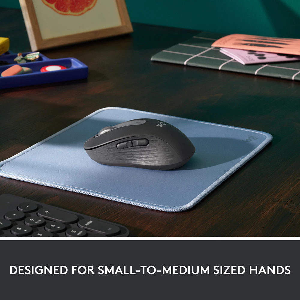 Logitech M650 wireless mouse with ergonomic contoured grip and SmartWheel technology