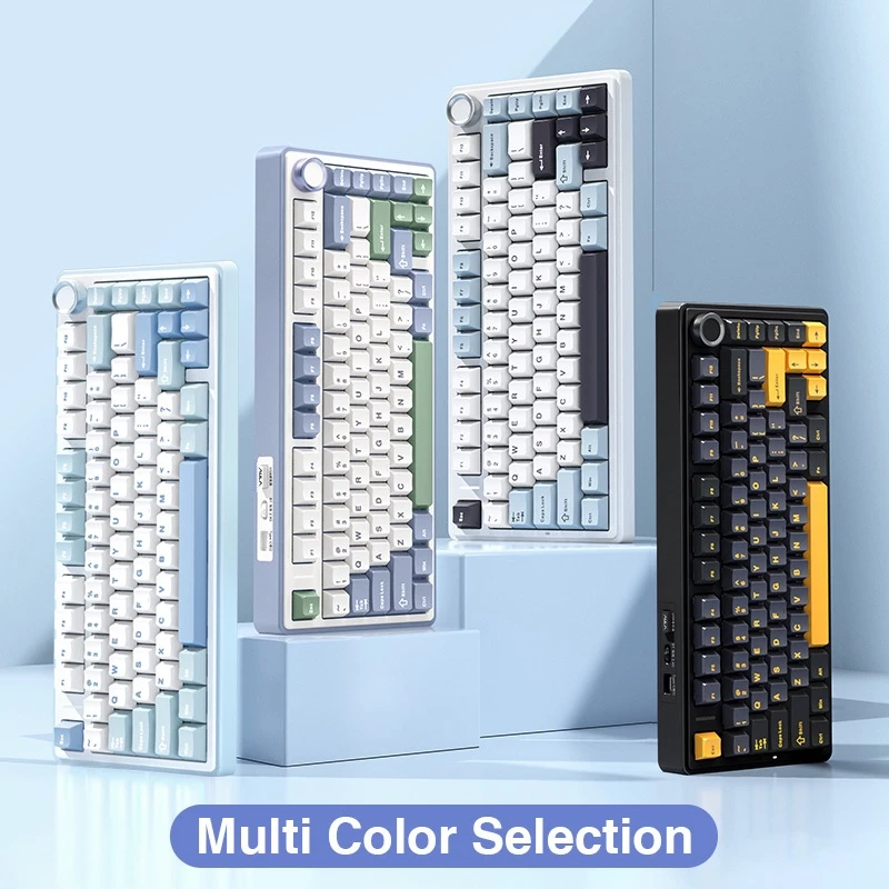 Compact 75% mechanical keyboard with RGB lighting, hot-swappable switches, and gasket mount structure