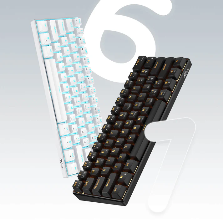 Royal Kludge RK61 60% mechanical keyboard in white and black variants