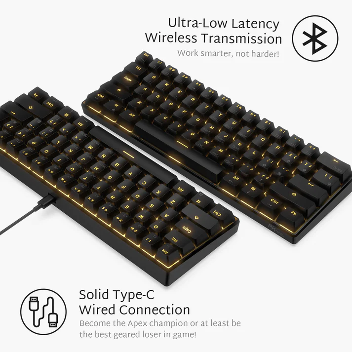 Royal Kludge RK61 mechanical keyboard with wired USB-C and wireless connection